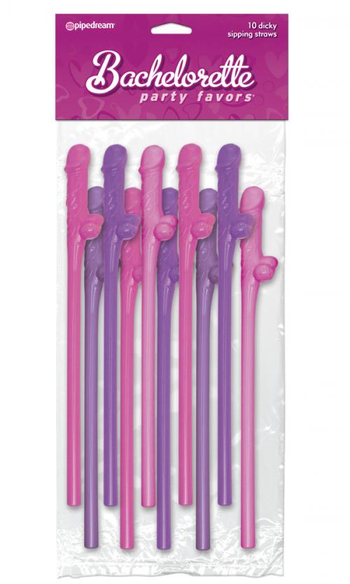 BACHELORETTE DICKY SIPPING STRAWS 10PC - Click Image to Close