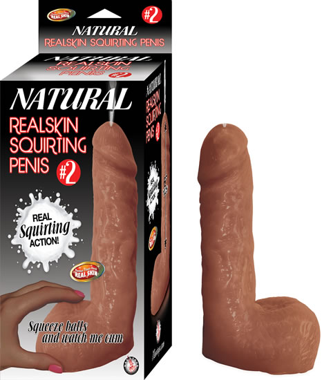 NATURAL REALSKIN SQUIRTING PENIS #2 BROWN - Click Image to Close