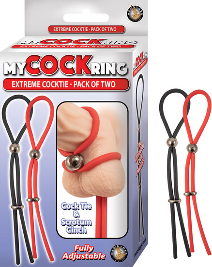 MY COCKRING EXTREME COCKTIE 2 PACK- BLACK & RED - Click Image to Close