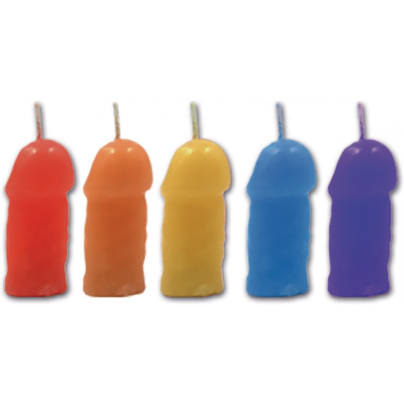 RAINBOW PECKER PARTY CANDLES 5PK - Click Image to Close