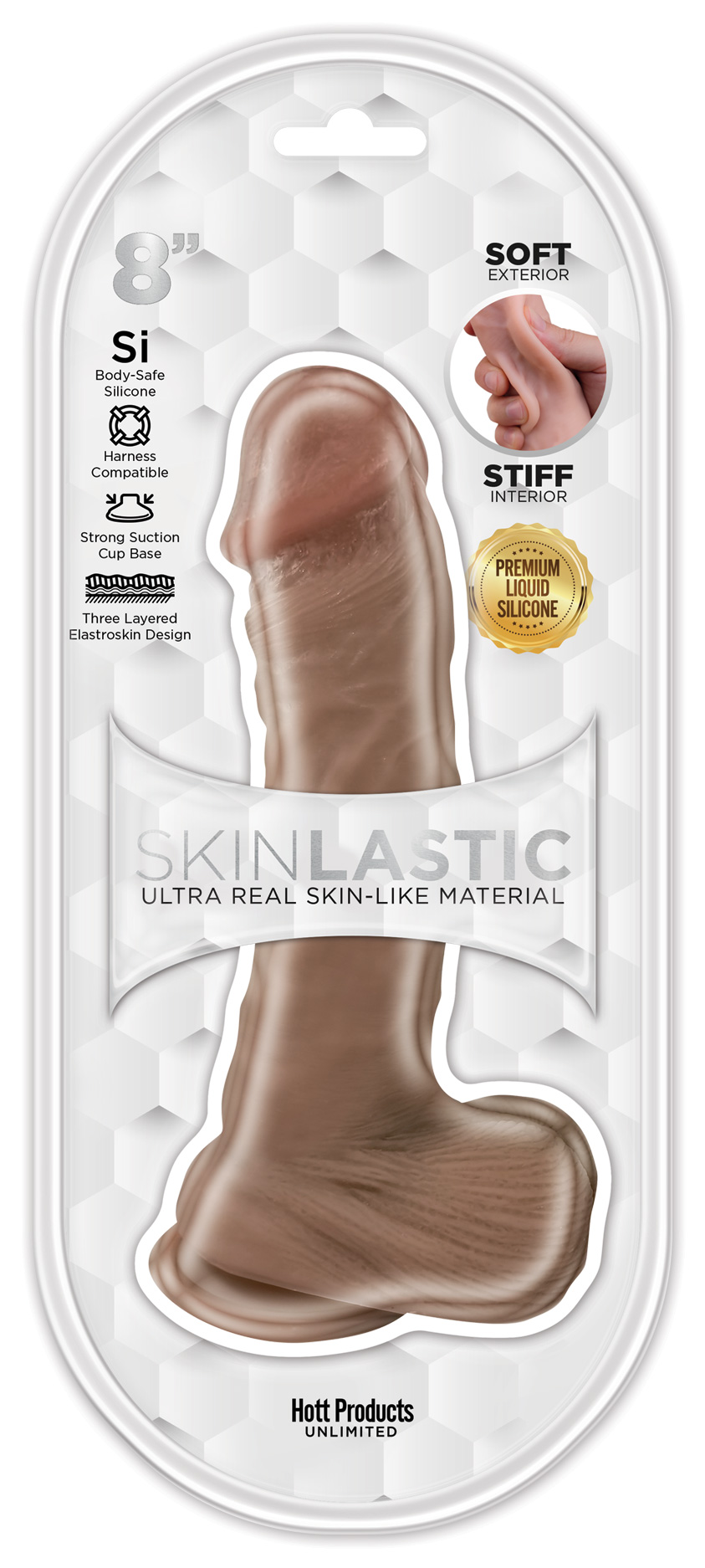 SKINSATIONS SKINLASTIC SLIDING SKIN 8IN DILDO W/ SUCTION BASE - Click Image to Close