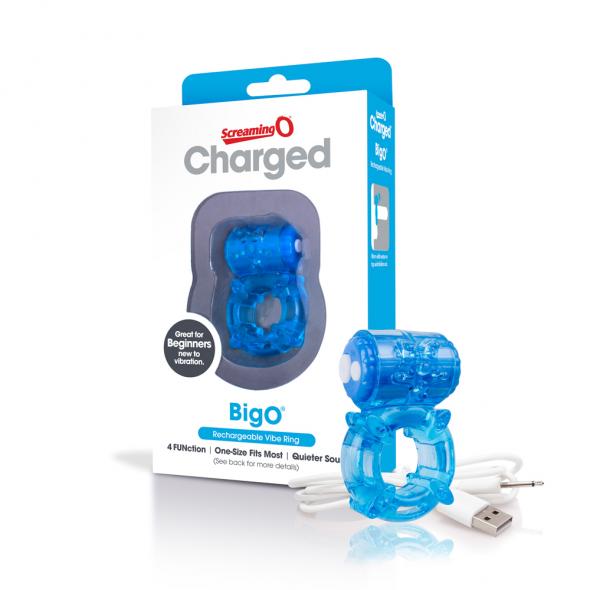 SCREAMING O CHARGED BIG O BLUE COCK RING - Click Image to Close