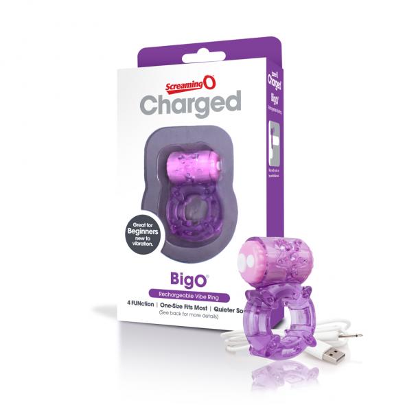 SCREAMING O CHARGED BIG O PURPLE COCK RING - Click Image to Close