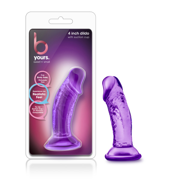 B YOURS SWEET N SMALL 4IN DILDO W/ SUCTION CUP PURPLE - Click Image to Close