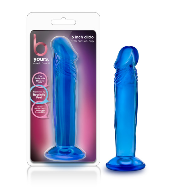 B YOURS SWEET N SMALL 6IN DILDO W/ SUCTION CUP BLUE
