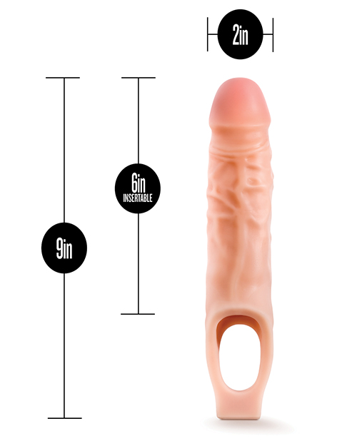 PERFORMANCE PLUS 9IN SILICONE COCK SHEATH PENIS EXTENDER VANILLA - Click Image to Close