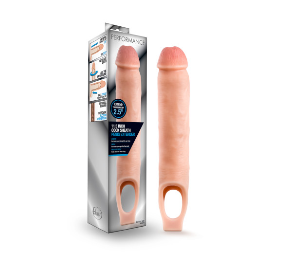 PERFORMANCE 11.5IN COCK SHEATH PENIS EXTENDER VANILLA - Click Image to Close