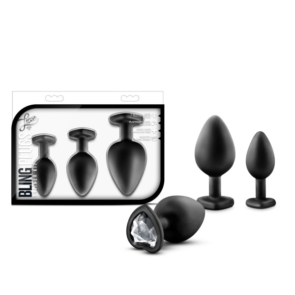 LUXE BLING PLUGS TRAINING KIT BLACK W/WHITE GEMS - Click Image to Close