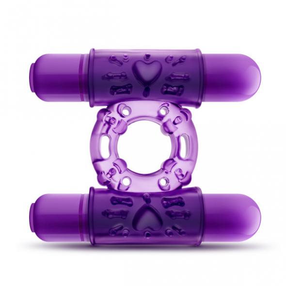 PLAY WITH ME DOUBLE PLAY DUAL VIBRATING COCKRING PURPLE - Click Image to Close