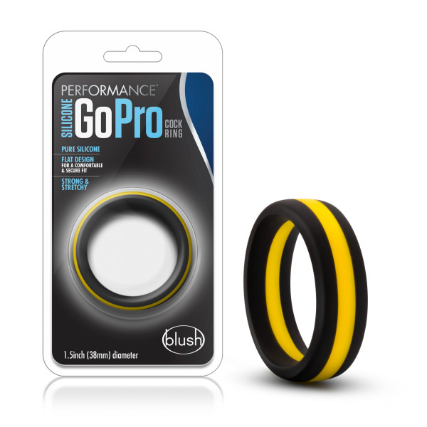 PERFORMANCE SILICONE GO PRO COCK RING BLACK/GOLD/BLACK - Click Image to Close