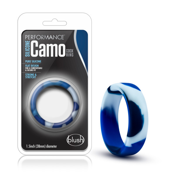 PERFORMANCE SILICONE CAMO COCK RING BLUE CAMOFLAUGE - Click Image to Close