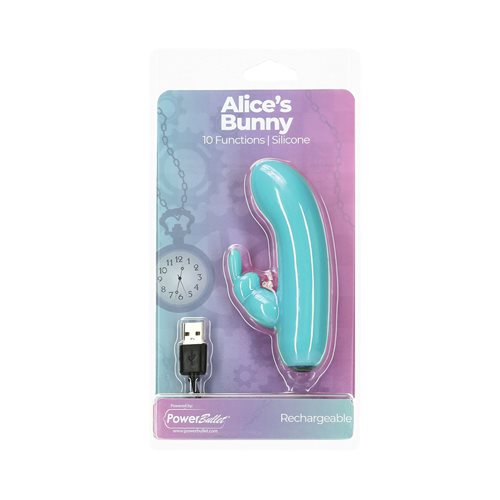 POWER BULLET ALICES BUNNY 4IN 10 FUNCTION BULLET TEAL - Click Image to Close