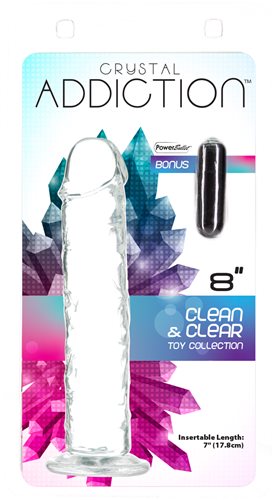 ADDICTION CRYSTAL 8 VERTICAL DONG CLEAR TPE W/ BULLET " - Click Image to Close