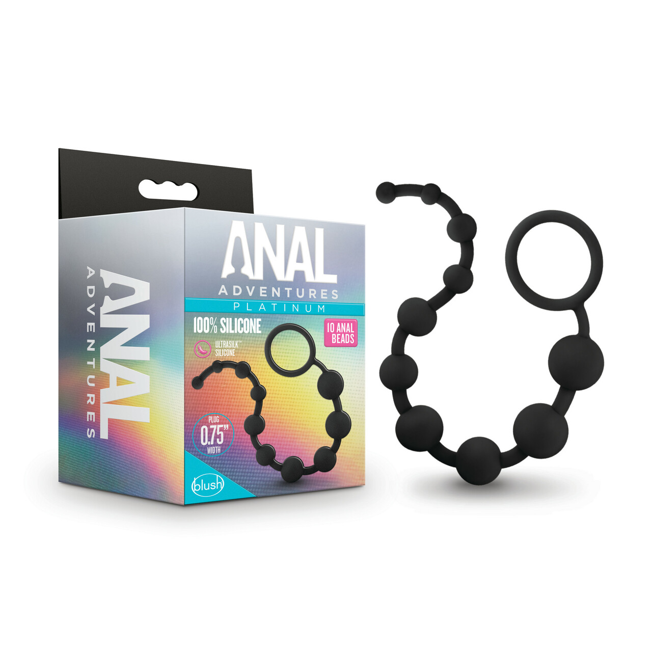 ANAL ADVENTURES PLATINUM SILICONE 10 ANAL BEADS BLACK - Click Image to Close