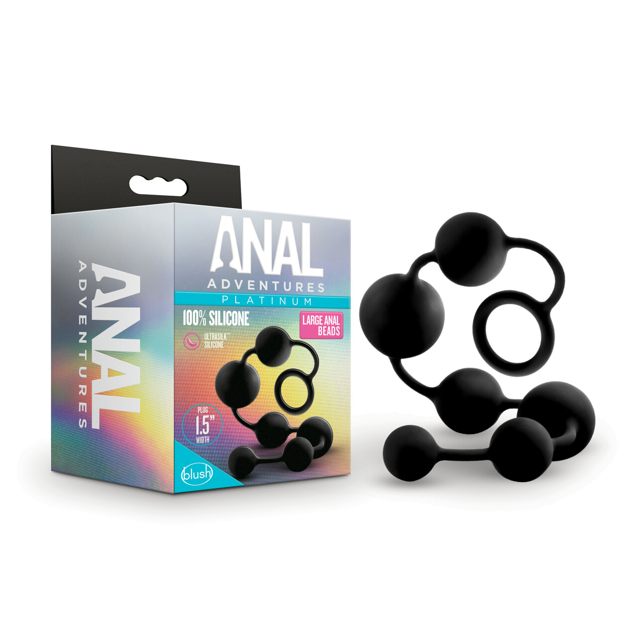 ANAL ADVENTURES PLATINUM BLACK SILICONE LARGE ANAL BEADS - Click Image to Close