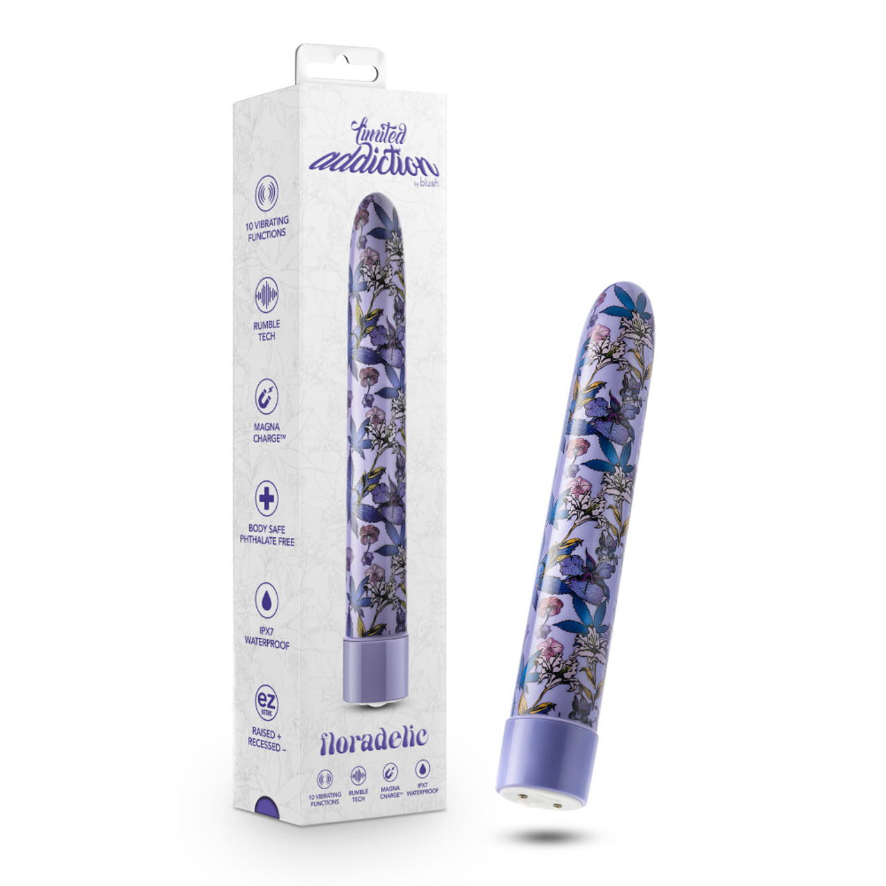 LIMITED ADDICTION FLORADELIC 7 IN RECHARGEABLE VIBE PURPLE - Click Image to Close