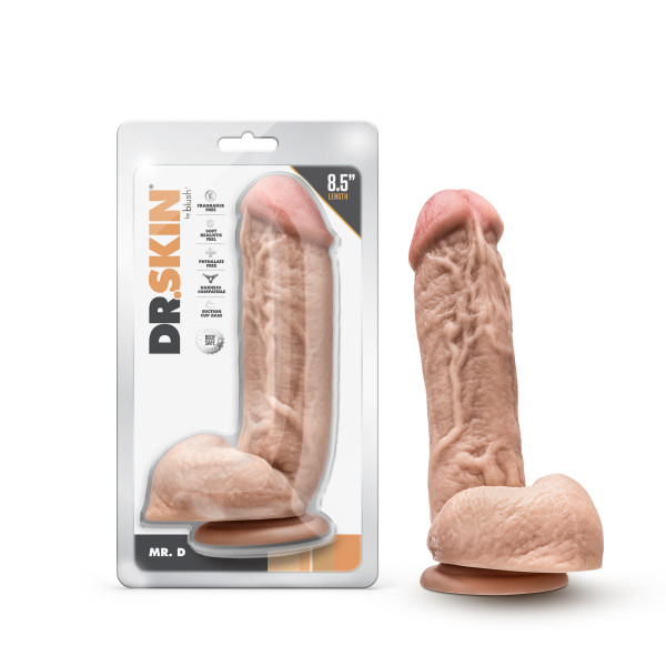 DR. SKIN DR. D 8.5 IN DILDO W/ BALLS BEIGE - Click Image to Close
