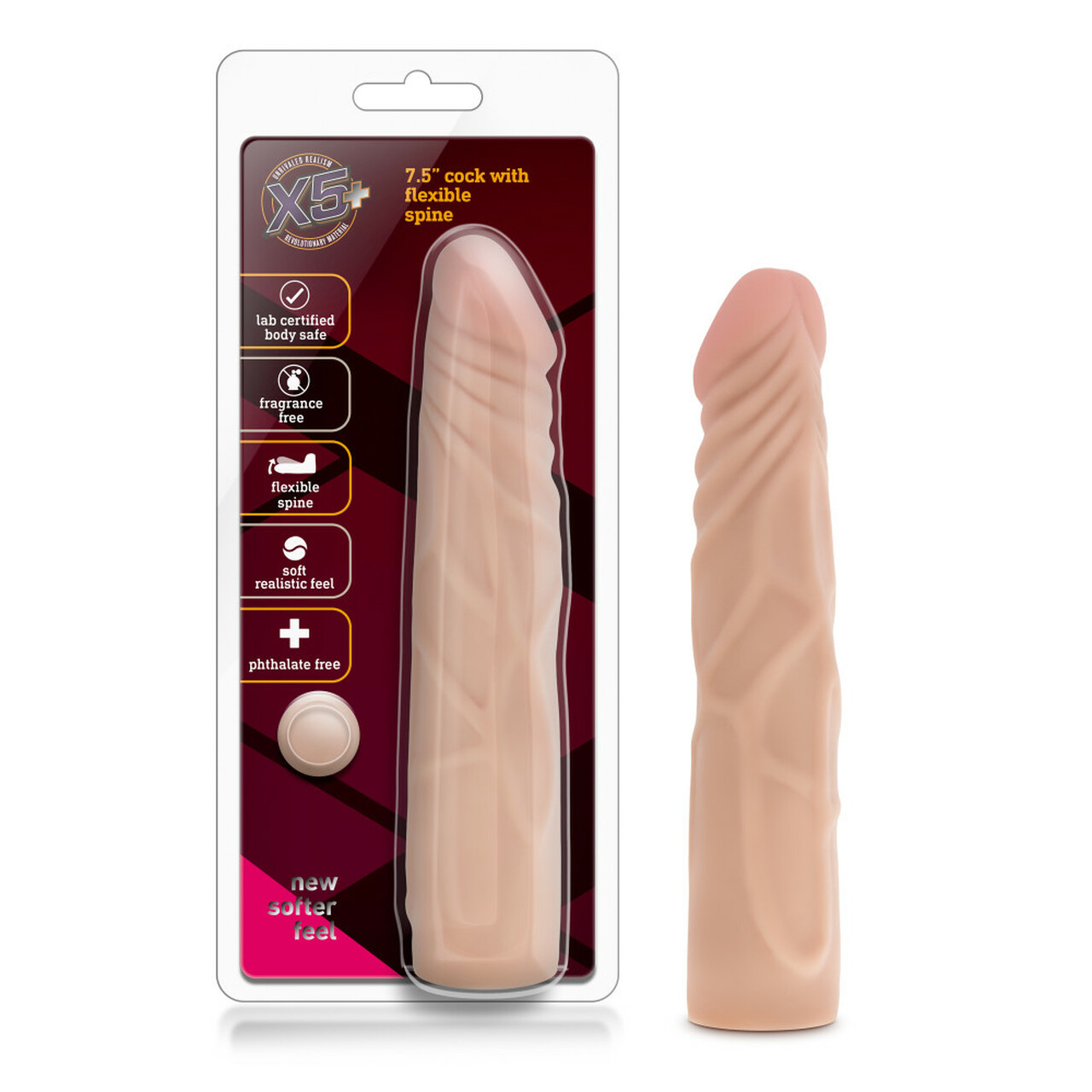 X5 7IN DILDO W/FLEXIBLE SPINE - Click Image to Close
