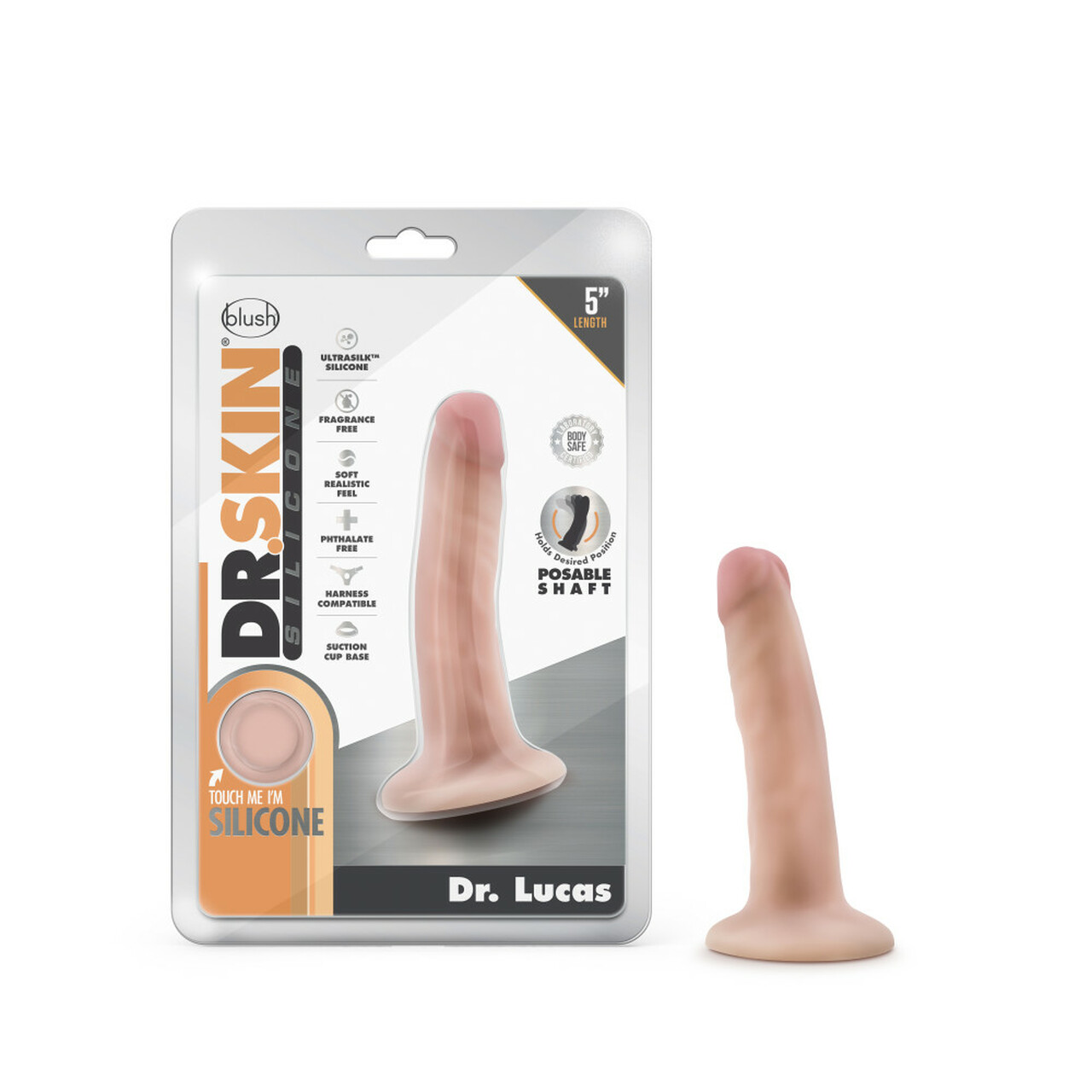 DR SKIN DR LUCAS 5 IN DONG W/ SUCTION CUP VANILLA - Click Image to Close