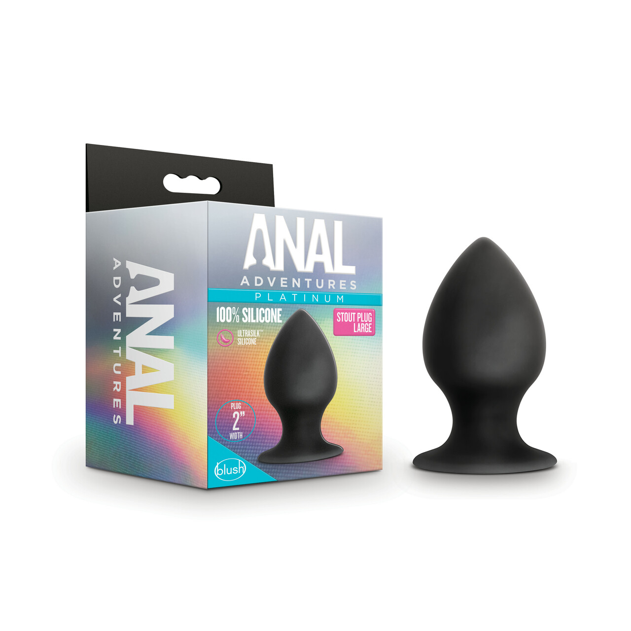 ANAL ADVENTURES PLATINUM SILICONE ANAL STOUT PLUG LARGE BLACK - Click Image to Close