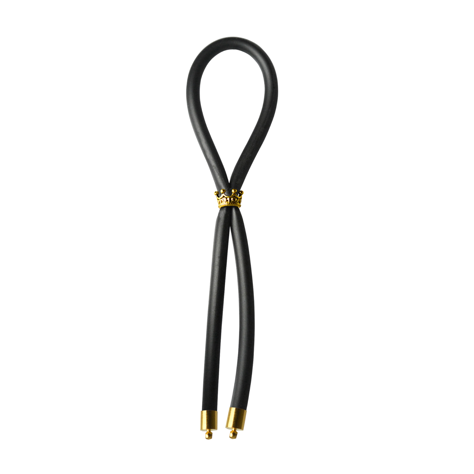 C-RING LASSO GOLD CROWN BEAD SILICONE BLACK - Click Image to Close