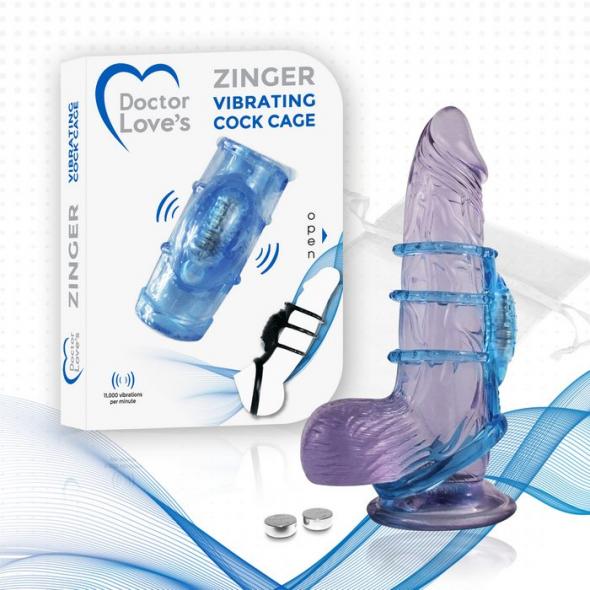 DOCTOR LOVE ZINGER VIBRATING COCK CAGE BLUE - Click Image to Close