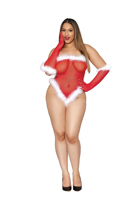 (WD)NAUGHTY LIST SEAMLESS FISH SANTA TEDDY LIPSTICK RED Q/S