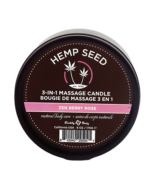 HEMP SEED 3-IN-1 CANDLE ZEN BERRY ROSE 6OZ