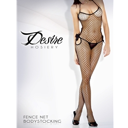 DESIRE CUTOUT FISHNET BODY STOCKING W/ BOW BLACK OS - Click Image to Close