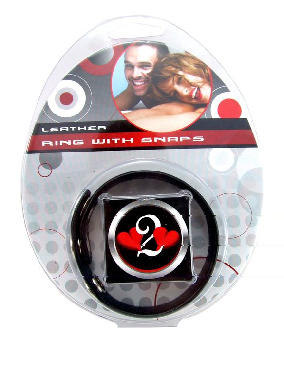 H2H COCK RING LEATHER 2 SNAPS BLACK - Click Image to Close
