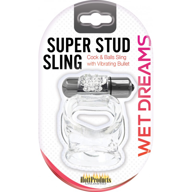 WET DREAMS SUPER STUD SLING CLEAR - Click Image to Close
