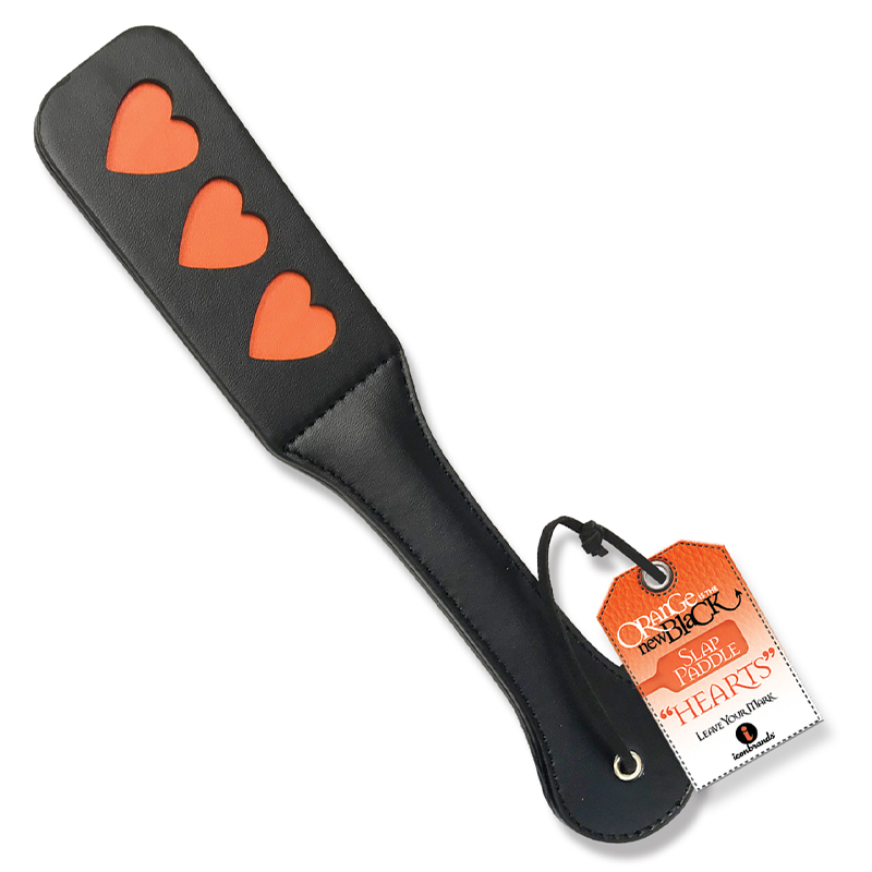 THE 9'S ORANGE IS THE NEW BLACK SLAP PADDLE HEARTS - Click Image to Close