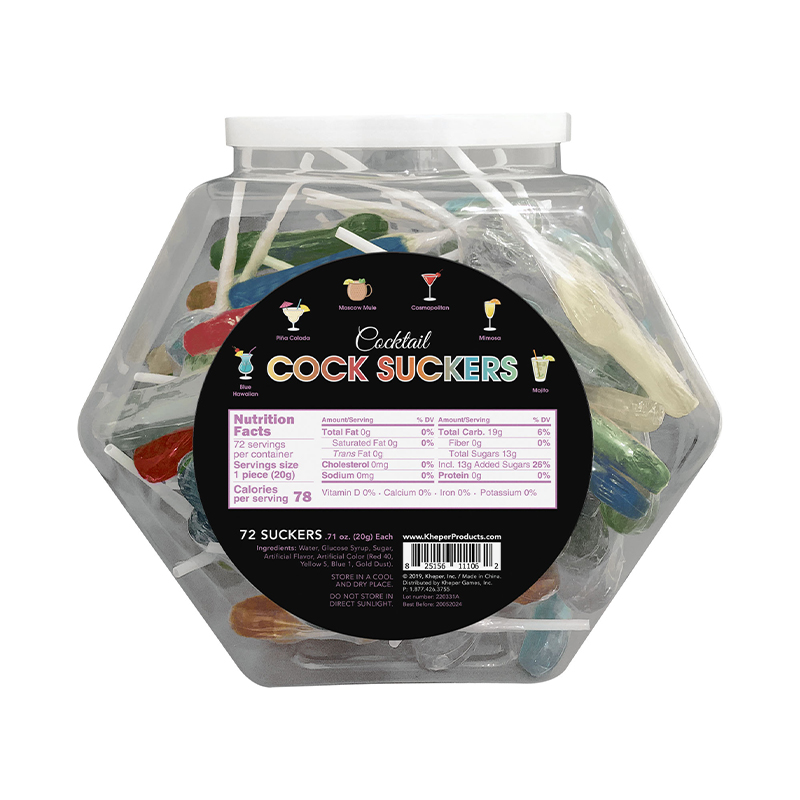 COCKTAIL COCK SUCKERS 72PC FISH BOWL - Click Image to Close