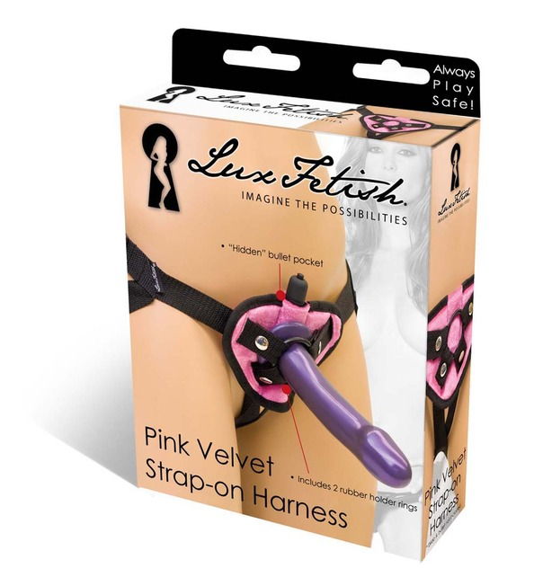 VELVET KNIT STRAP ON HARNESS PINK - Click Image to Close