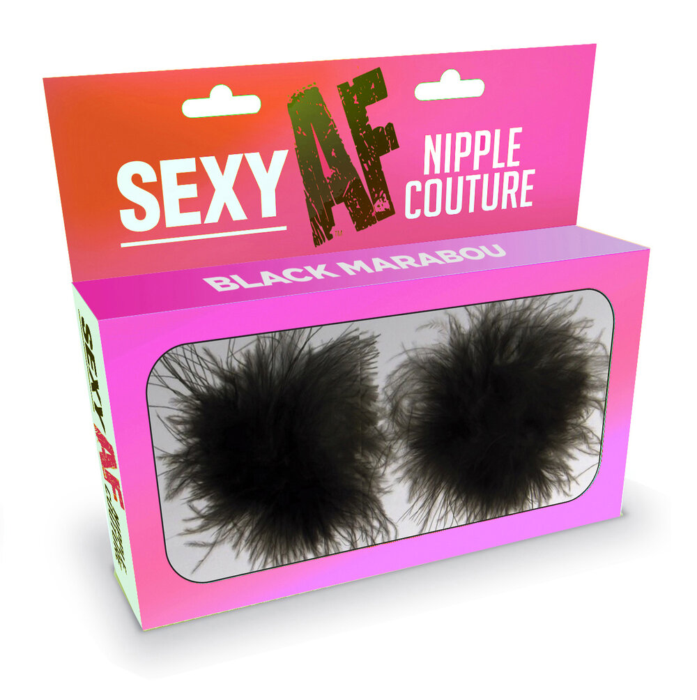 SEXY AF BLACK MARABOU NIPPLE COVERS - Click Image to Close