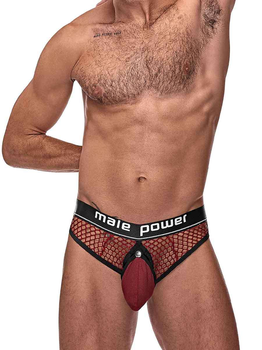 COCK PIT COCK RING THONG BURGUNDY L/XL - Click Image to Close