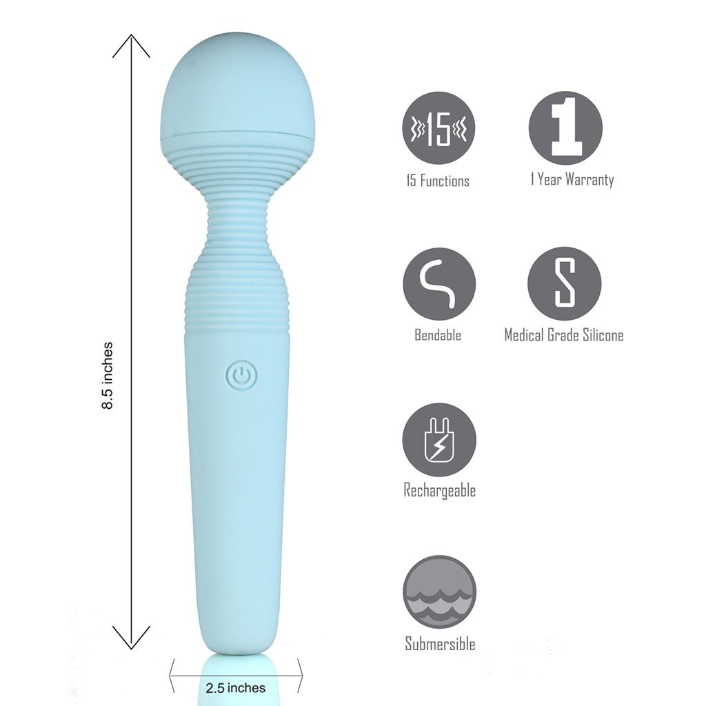 ARYIA BENDABLE VIBRATING WAND TEAL RECHARGEABLE - Click Image to Close