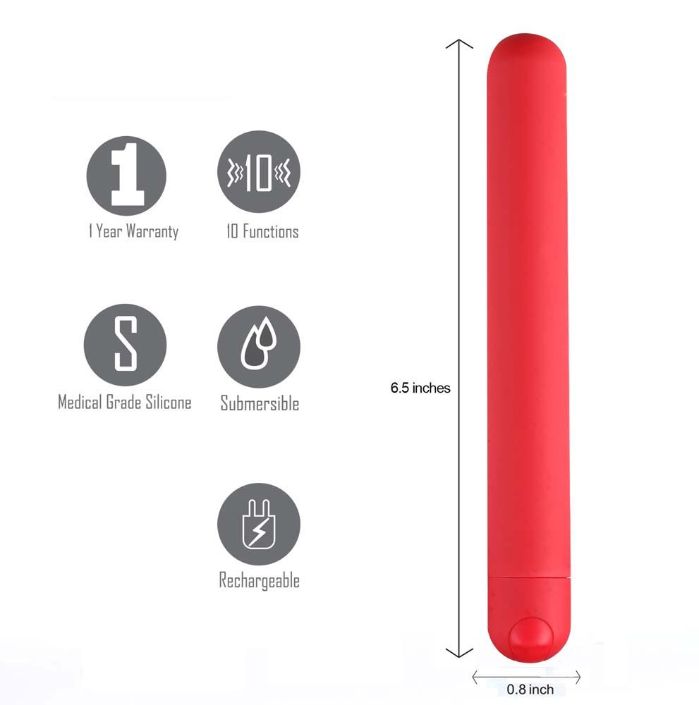 ABBIE LONG RECHARGEABLE BULLET RED - Click Image to Close