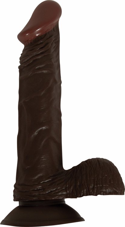 AFRO AMERICAN WHOPPER W/BALLS VIBRATING 8IN BROWN - Click Image to Close