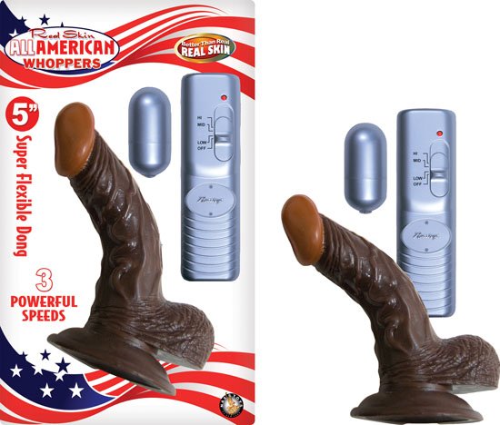 AFRO AMERICAN WHOPPER 5IN VIBRATING BROWN - Click Image to Close