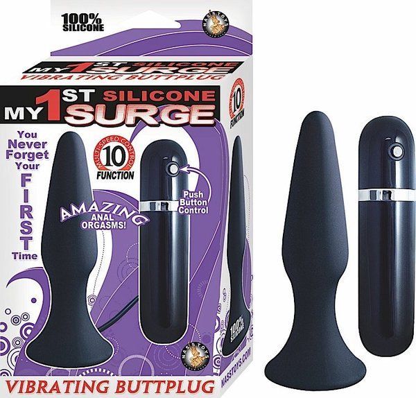 MY FIRST SILICONE VIB. BUTT PLUG BLACK - Click Image to Close