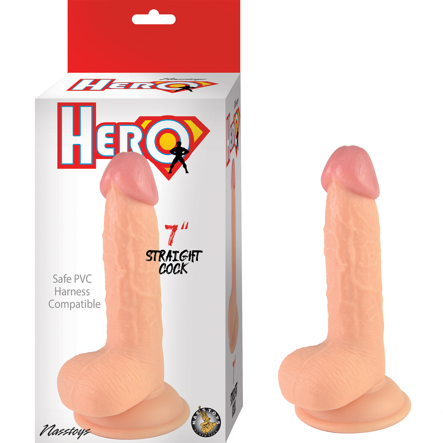 HERO 7IN STRAIGHT COCK DILDO - Click Image to Close