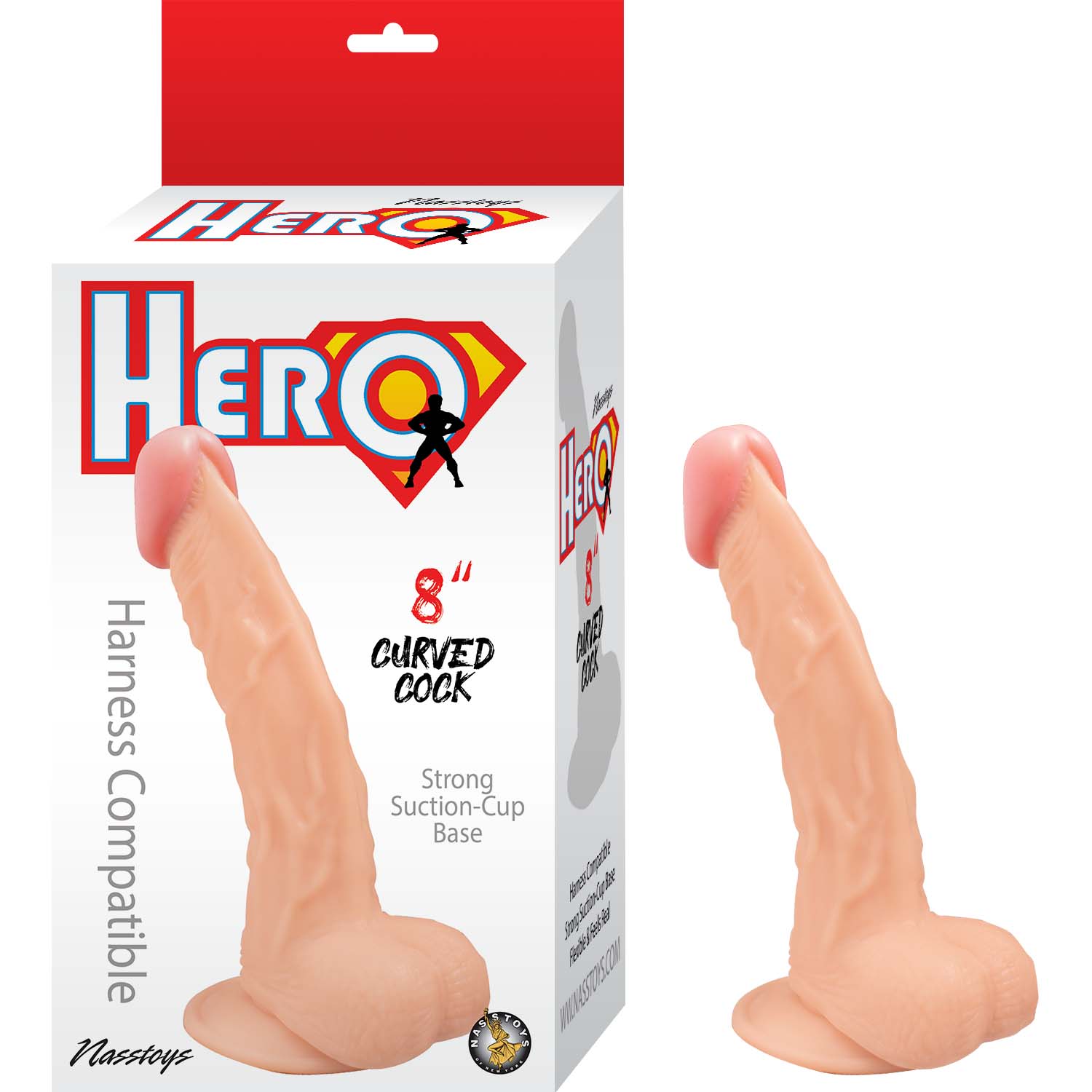 HERO 8IN CURVED COCK WHITE