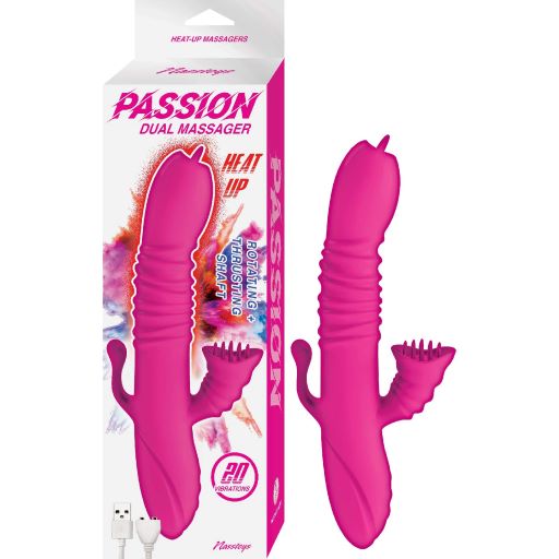 PASSION DUAL MASSAGER HEAT UP PINK - Click Image to Close