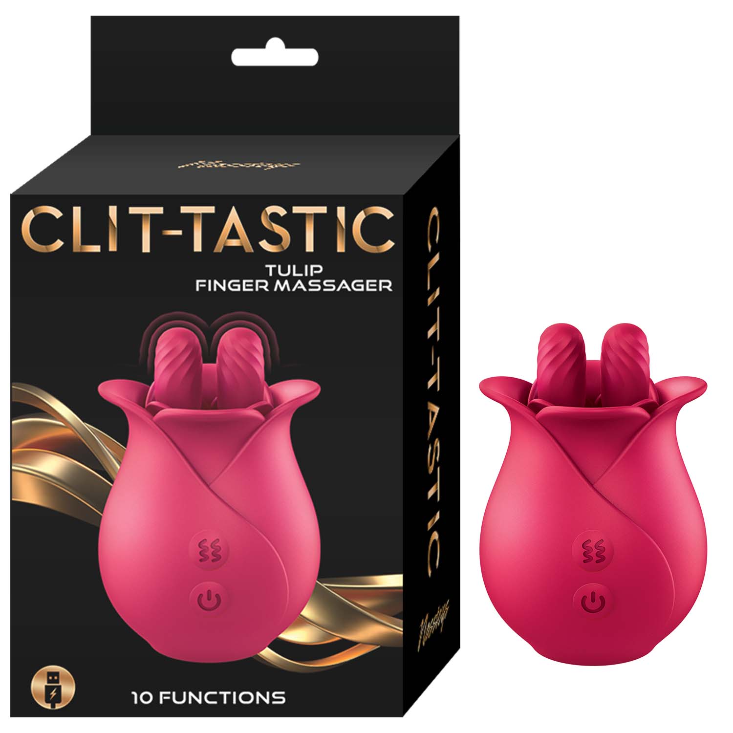 CLIT-TASTIC TULIP FINGER MASSAGER RED - Click Image to Close