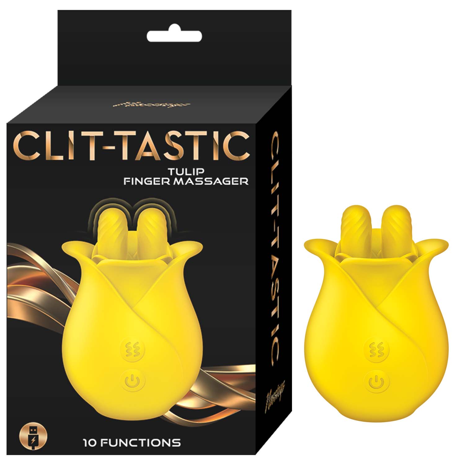 CLIT-TASTIC TULIP FINGER MASSAGER YELLOW - Click Image to Close