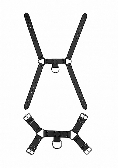 OUCH! SKULLS & BONES MALE HARNESS W/ SPIKES BLACK - Click Image to Close