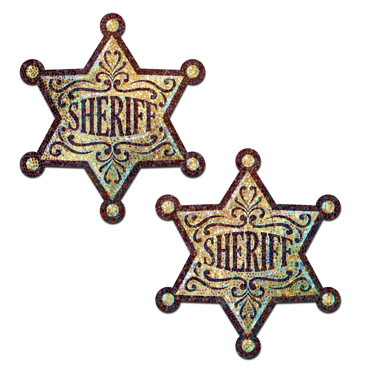 PASTEASE SHERIFF BADGE GOLD GLITTER - Click Image to Close