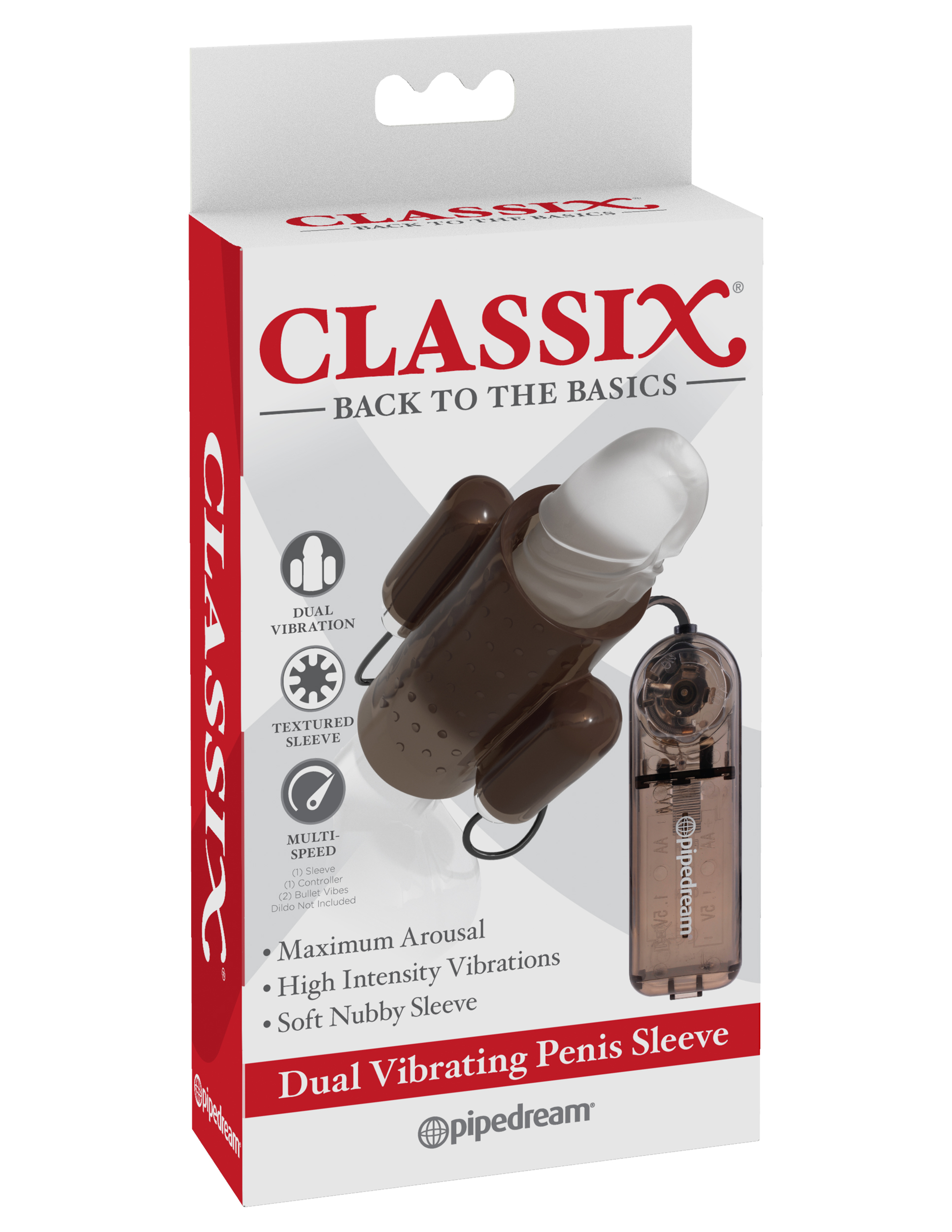 CLASSIX DUAL VIBRATING PENIS SLEEVE SMOKE - Click Image to Close