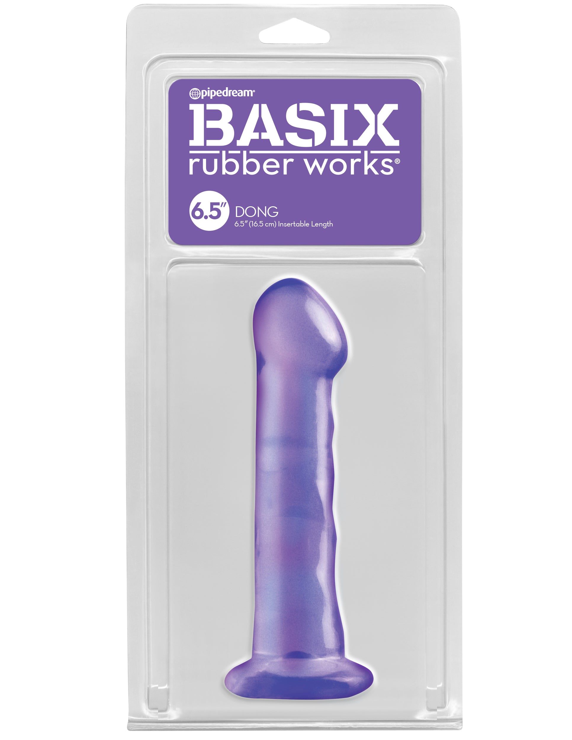 BASIX RUBBER WORKS PURPLE 6.5IN DONG W/SUCTION CUP - Click Image to Close